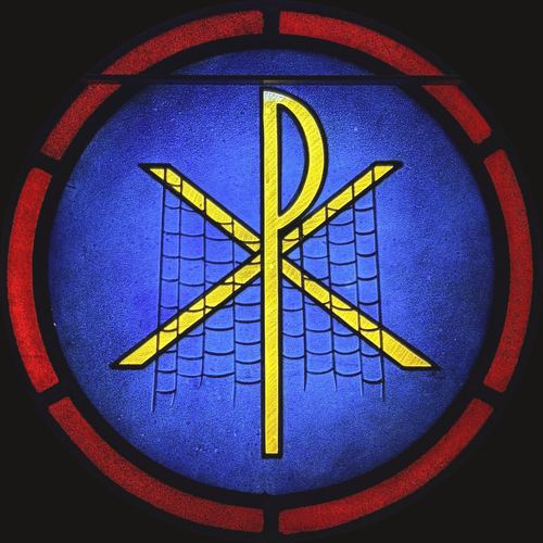 Chi-Rho and the Net — the sanctuary windows